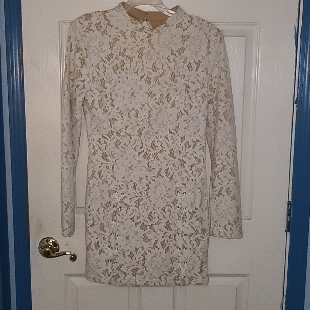 Cream lace midi dress